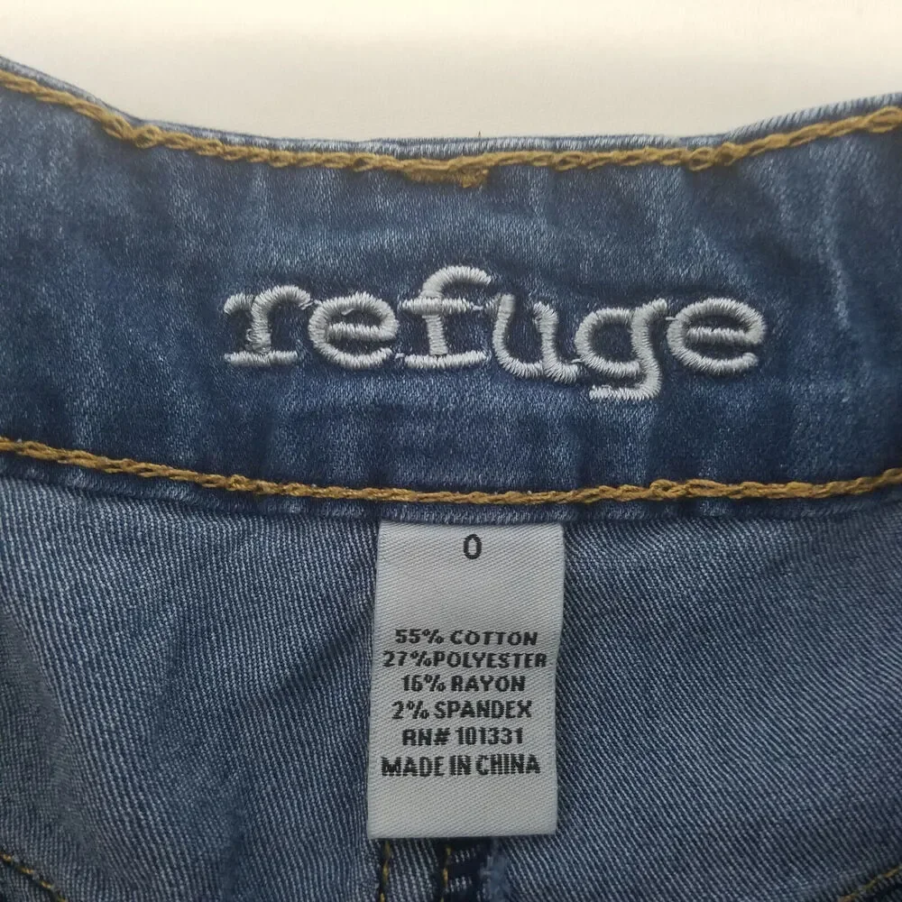 Refuge Denim Shorts Womens 0 Blue Jean Mid Rise‎ Mom Cuffed Hem Dark Wash - Picture 9 of 12